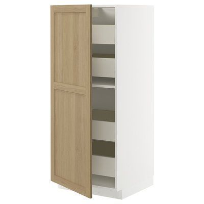 METOD/MAXIMERA Висока шафа з ящиками, білий/дуб форсбакка, 60x60x140 см 295.094.70 фото