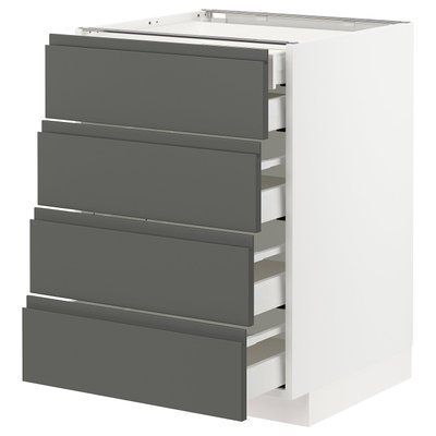 METOD/MAXIMERA Sz stj 4fr/2n/3śr sz, білий/Voxtorp темно-сірий, 60x60 см 093.099.38 фото