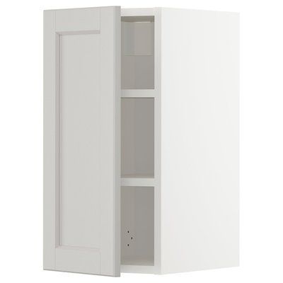 METOD Навісна шафа з полицями, білий/Lerhyttan світло-сірий, 30x60 см 094.690.07 фото