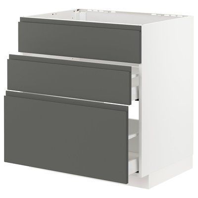 METOD/MAXIMERA Sz stj zl+3fr/2sz, білий/Voxtorp темно-сірий, 80x60 см 393.055.09 фото
