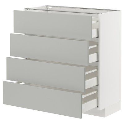 METOD/MAXIMERA Sza st 4fr/4sz, білий/Havstorp світло-сірий, 80x37 см 195.382.27 фото