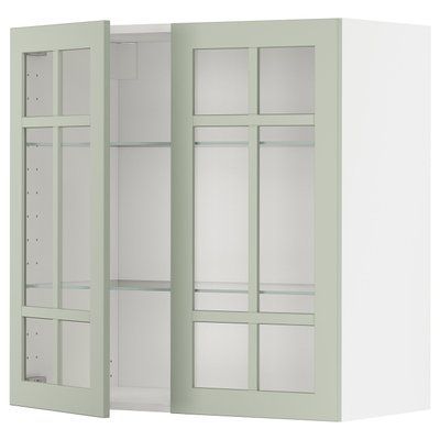 METOD Напівстінка/2 скляні двері, білий/Stensund світло-зелений, 80x80 см 094.868.89 фото
