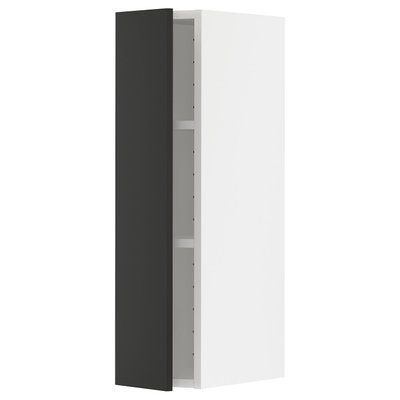 METOD Навісна шафа з полицями, білий/Nickebo матовий антрацит, 20x80 см 594.975.07 фото