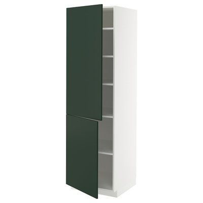 METOD Висока шафа з полицями/2 дверцята, білий/Havstorp темно-зелений, 60x60x200 см 895.574.58 фото