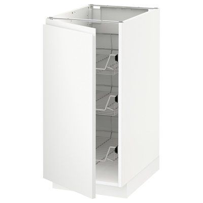 METOD Шафа з дротяним кошиком, білий/Voxtorp матово-білий, 40x60 см 694.686.65 фото