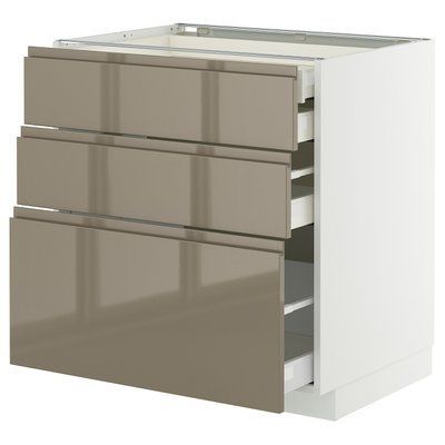 METOD/MAXIMERA Sz stj 3fr/2n/w szu - білий/Voxtorp глянець темно-сіро-коричневий 80x60 см 095.767.43 фото