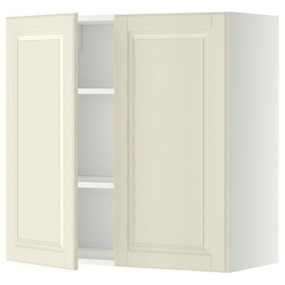 METOD Навісна шафа з полицями/2 дверцята, білий/Bodbyn крем, 80x80 см 694.677.41 фото