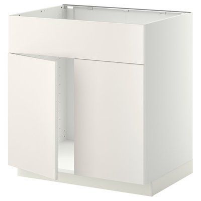 METOD Сто шаф, 2-дверна мийка, білий/Veddinge білий, 80x60 см 094.544.16 фото