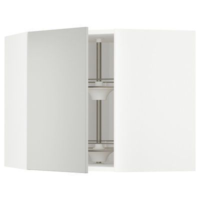 METOD Кутова навісна шафа з каруселлю, білий/Havstorp світло-сірий, 68x60 см 295.393.25 фото
