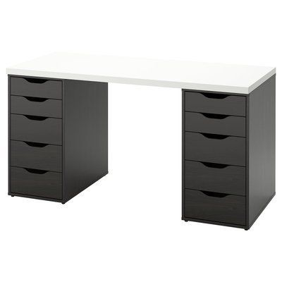 LAGKAPTEN/ALEX Стіл письмовий, білий/чорно-коричневий, 140х60 см 794.319.97 фото