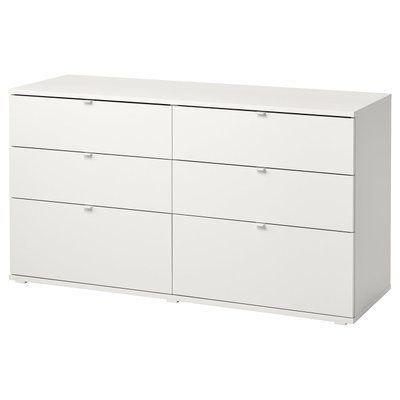 VIHALS Комод, 6 ящиків, білий/функція кріплення/розблокування, 140x47x75 см 804.901.13 фото