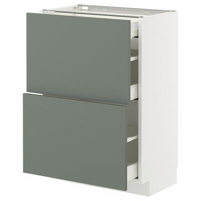 METOD/MAXIMERA Нижня шафа 2fr/3sz - білий/Nickebo матовий сіро-зелений 60x37 см 095.653.20 фото