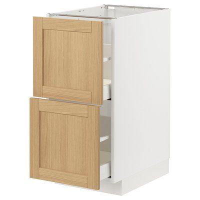 METOD/MAXIMERA Sz stj 2fr/2w sz, білий/дуб форсбакка, 40x60 см 495.091.34 фото