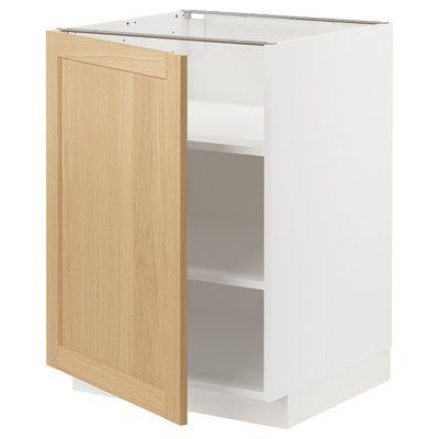 METOD Нижня шафа/полиці, білий/дуб форсбакка, 60x60 см 095.090.89 фото