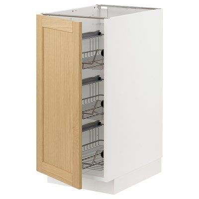 METOD Шафа з дротяним кошиком, білий/дуб форсбакка, 40х60 см 695.090.91 фото