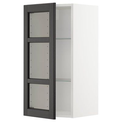 METOD Напівстінка/скляні двері, білий/Лерхітан чорний вітражений, 40x80 см 894.542.95 фото
