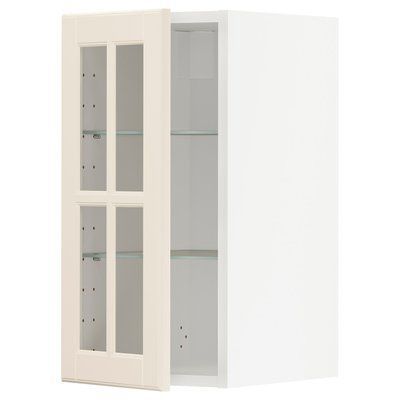 METOD Напівстінка/скляні двері, білий/Bodbyn cream, 30x60 см 993.949.89 фото