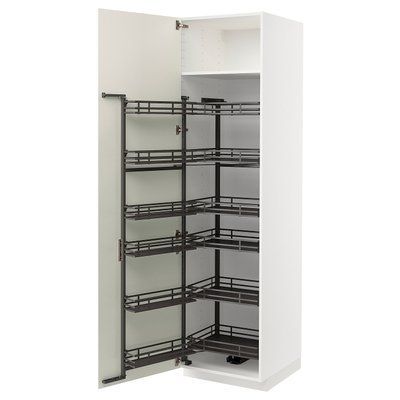 METOD Висока шафа з висувною коморою, білий/Veddinge білий, 60x60x220 см 994.432.30 фото
