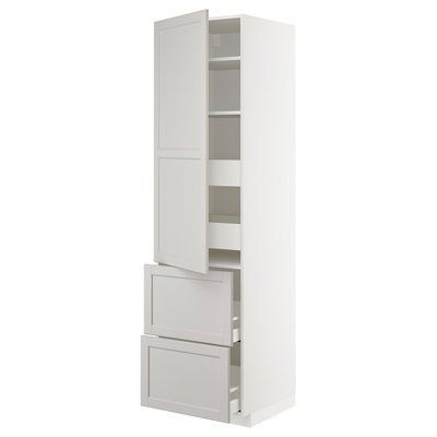 METOD/MAXIMERA H з половиною/4 двері/2 двері, білий/Lerhyttan світло-сірий, 60x60x220 см 793.867.87 фото