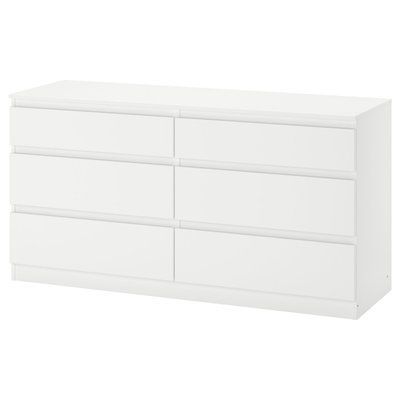 KULLEN Комод, 6 ящиків, білий, 140х72 см 903.092.45 фото