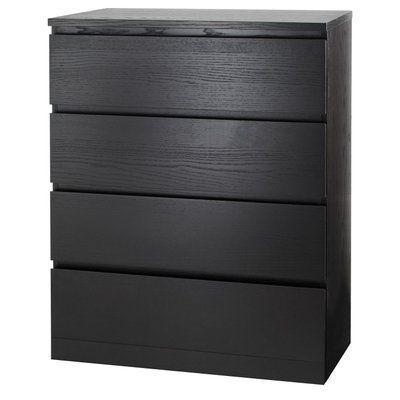 MALM Комод 4 шухляди чорно-коричневий 80х100 см 304.035.66 фото
