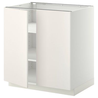 METOD Нижня шафа/полиці/2 дверцята, білий/Veddinge білий, 80x60 см 594.661.72 фото