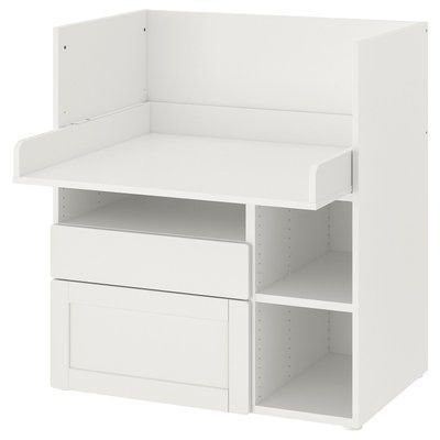 SMASTAD Письмовий стіл, білий, біла рама/з 2 ящиками, 90x79x100 см 695.832.17 фото