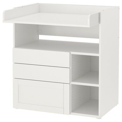 SMASTAD Пеленальний столик, білий, білий каркас/з 3 ящиками, 90x79x100 см 195.828.52 фото