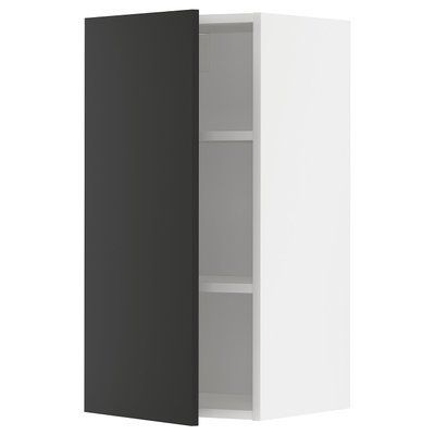 METOD Навісна шафа з полицями, білий/Nickebo матовий антрацит, 40x80 см 894.982.18 фото