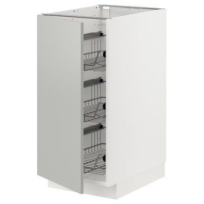 METOD Шафа з дротяним кошиком, білий/Havstorp світло-сірий, 40x60 см 995.394.02 фото