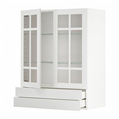 METOD/MAXIMERA Стінка 2 скляні дверцята/2 шухляди, білий/Stensund білий, 80x100 см 794.676.32 фото