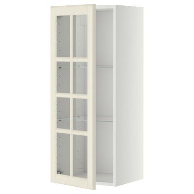 METOD Напівстінка/скляні двері, білий/Bodbyn cream, 40x100 см 493.949.77 фото