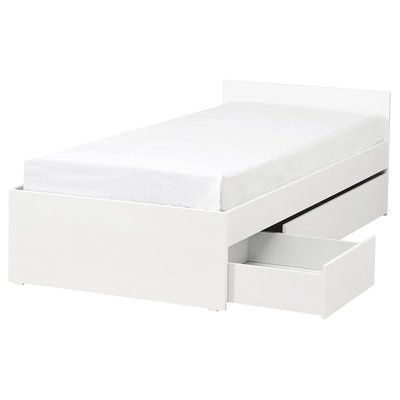 VIHALS Каркас ліжка з 2 ящиками для зберігання - білий/Лурой 90x200 см 595.819.83 фото
