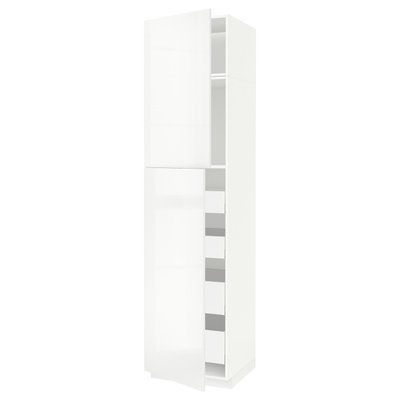 METOD/MAXIMERA Висока шафа 2 двері/4 шухляди, білий/Ringhult білий, 60x60x240 см 894.674.91 фото