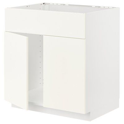 METOD Сто шаф, 2-дверна мийка, білий/Вальстена білий, 80x60 см 095.071.46 фото