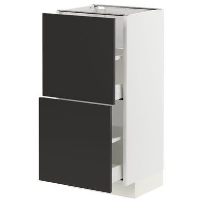 METOD/MAXIMERA Нижня шафа з 2 ящиками, білий/Nickebo матовий антрацит, 40x37 см 494.982.58 фото