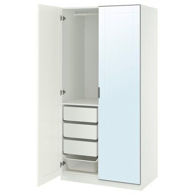 PAX/KAMMARTORP/GULLABERG Гардеробна комбінація - білий/дзеркало білий 100x60x201 см 295.725.17 фото