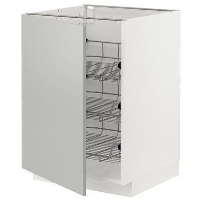 METOD Шафа з дротяним кошиком, білий/Havstorp світло-сірий, 60x60 см 295.384.01 фото